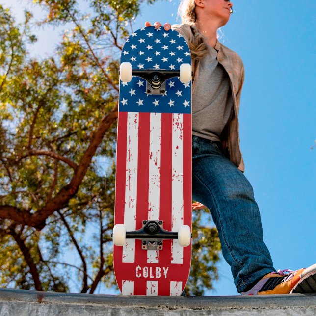 Personlig American Flagga Patriotic Anpassningsbar Mini Skateboard Bräda 18,5 Cm (Skapare uppladdad)