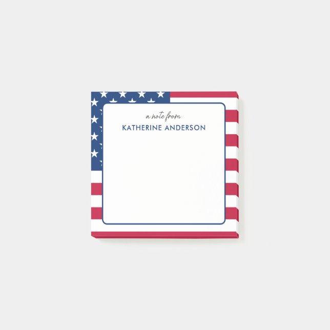 Personlig American Flagga USA Post-it Block (Framsida)