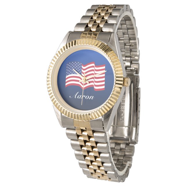 Personlig American Flagga Watch Armbandsur (Vinklad)