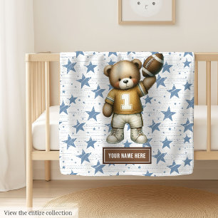 Personlig American Football Blanket for Boys Fleecefilt