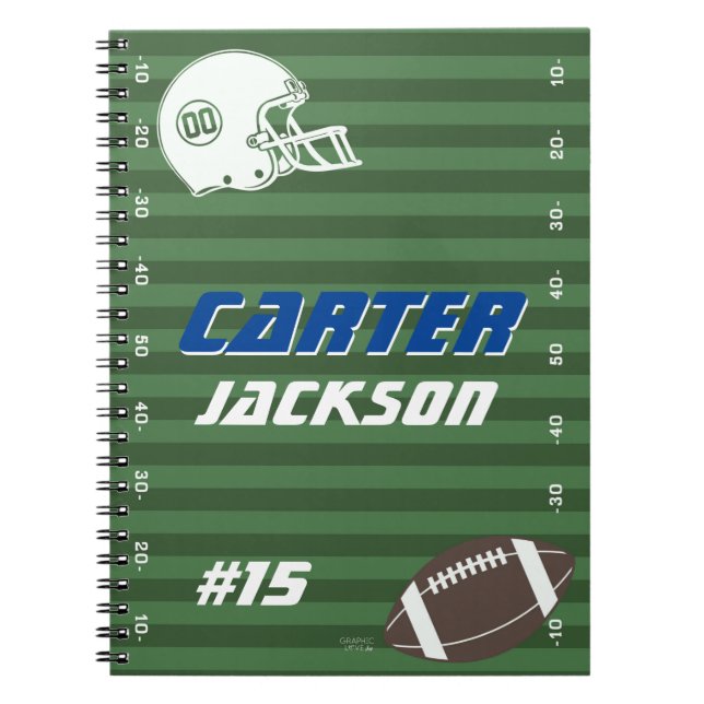Personlig American Football, Namn och Number Anteckningsbok (Framsidan)
