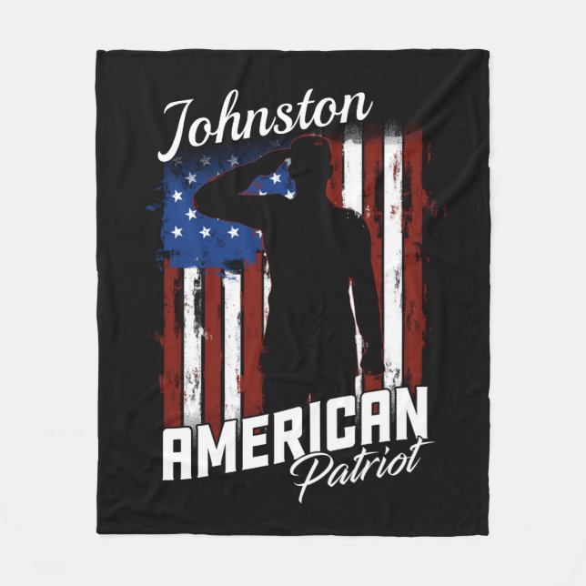 Personlig American Patriot Soldier USA flagga Fleecefilt (Framsidan)