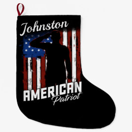 Personlig American Patriot Soldier USA flagga Stor Julstrumpa