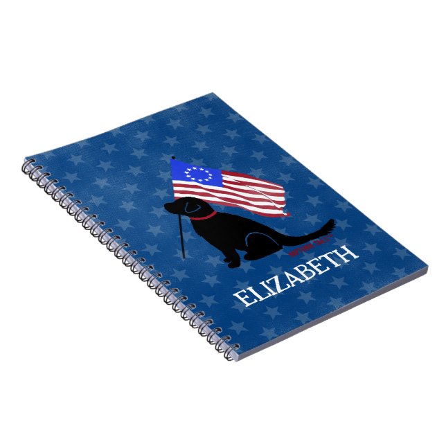 Personlig American Patriot Svart lab Notebook Anteckningsbok (Högra Sidan)