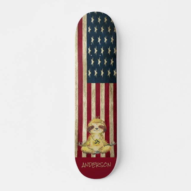 Personlig American Peace Sloth Mini Skateboard Bräda 18,5 Cm (Framsida)