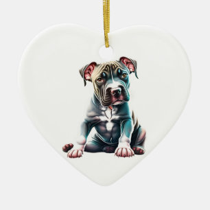 Personlig American Stafford Terrier Puppy Julgransprydnad Keramik