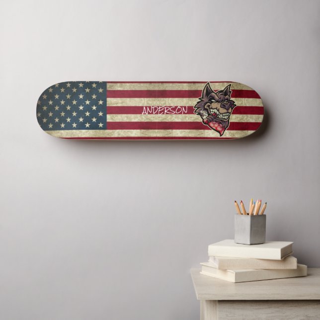 Personlig American Varg Mini Skateboard Bräda 18,5 Cm (Väggkonst (Horz))
