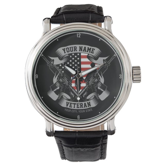 Personlig American Veteran Proud Vet USA Armbandsur (Framsida)