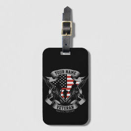 Personlig American Veteran Proud Vet USA flagga Bagagebricka