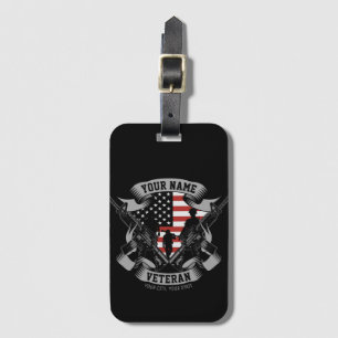 Personlig American Veteran Proud Vet USA flagga Bagagebricka