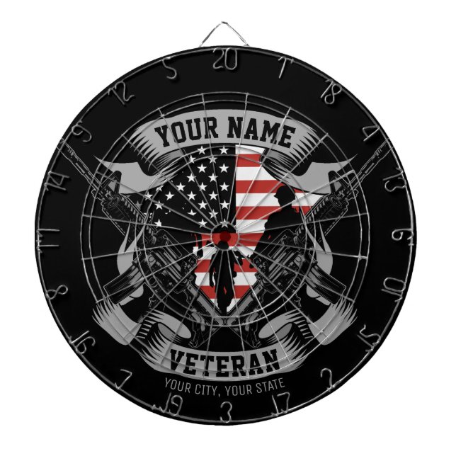 Personlig American Veteran Proud Vet USA flagga Darttavla (Framsidan)