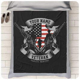 Personlig American Veteran Proud Vet USA flagga Fleecefilt