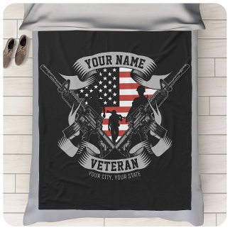 Personlig American Veteran Proud Vet USA flagga Fleecefilt