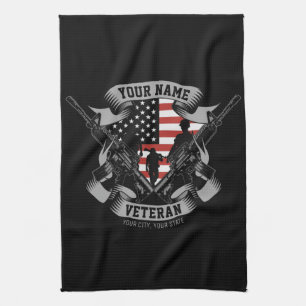 Personlig American Veteran Proud Vet USA flagga Kökshandduk