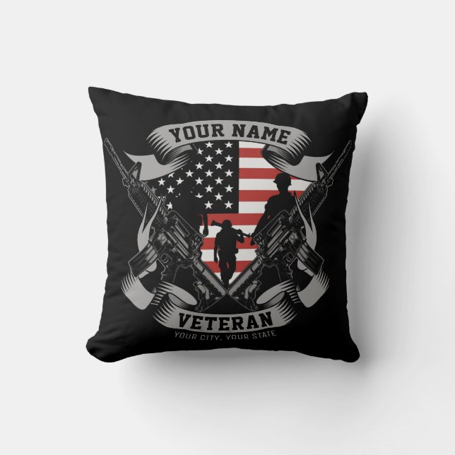 Personlig American Veteran Proud Vet USA flagga Kudde (Framsida)