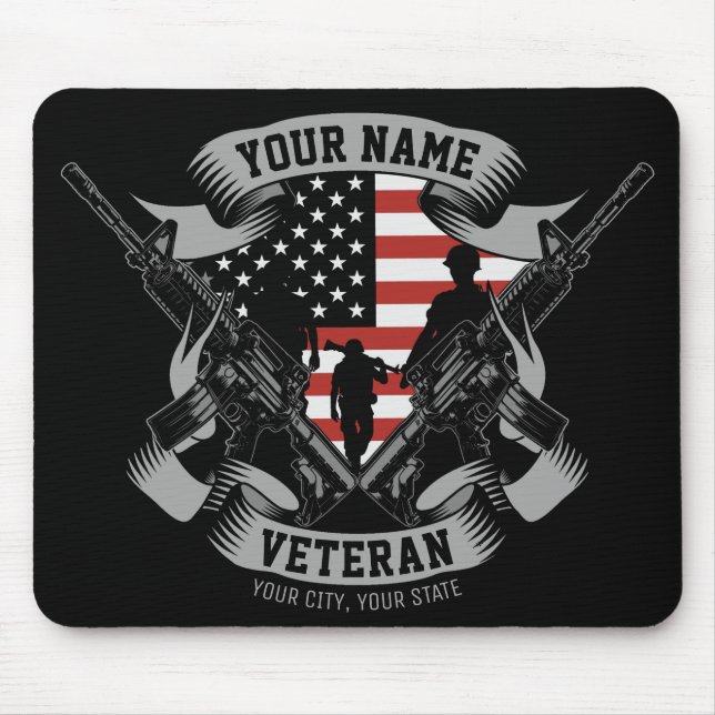 Personlig American Veteran Proud Vet USA flagga Musmatta (Framsidan)