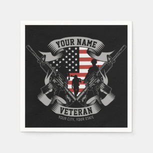 Personlig American Veteran Proud Vet USA flagga Pappersservett