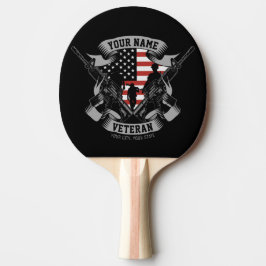 Personlig American Veteran Proud Vet USA flagga Pingisracket