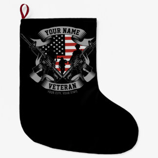 Personlig American Veteran Proud Vet USA flagga Stor Julstrumpa