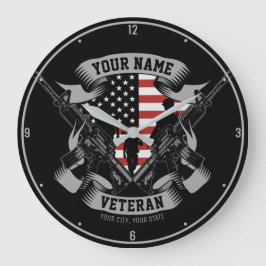 Personlig American Veteran Proud Vet USA flagga Stor Klocka