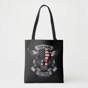 Personlig American Veteran Proud Vet USA flagga Tygkasse