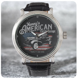 Personlig American Vintage Classic Car Garage Armbandsur
