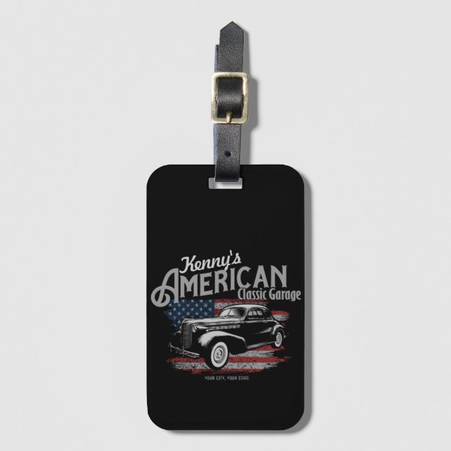 Personlig American Vintage Classic Car Garage Bagagebricka (Framsida vertikal)