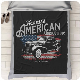 Personlig American Vintage Classic Car Garage Fleecefilt