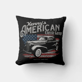 Personlig American Vintage Classic Car Garage Kudde