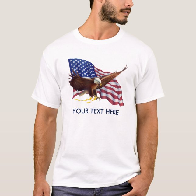 PERSONLIG AMERIKANSK FLAGGA EGENSKAP ANPASSNINGSBA T SHIRT (Framsida)