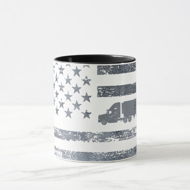 Personlig amerikansk flagga med semi-lastbil mugg (Center)