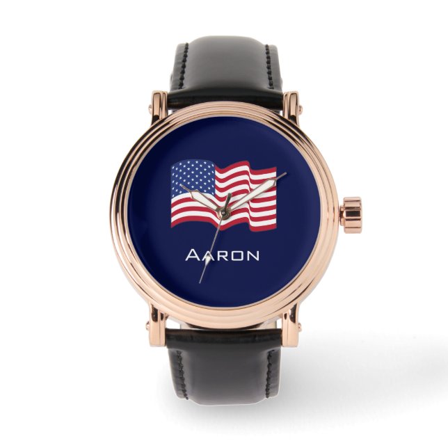 Personlig amerikansk flaggklocka  armbandsur (Framsida)