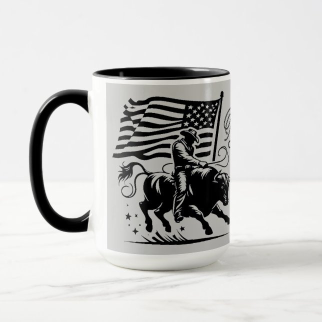 Personlig amerikansk tjurryttare rodeo  mugg (Vänster)