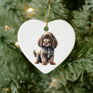Personlig Amerikansk Water Spaniel Valp Julgransprydnad Keramik