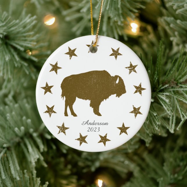Personlig Amerikanska Buffalo Western jul Julgransprydnad Keramik (Träd)