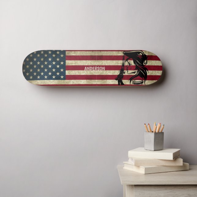Personlig Amerikanska Pirat Dam Mini Skateboard Bräda 18,5 Cm (Väggkonst (Horz))