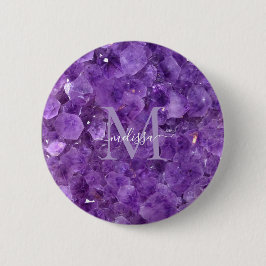 Personlig Amethyst Födelsestensmonogram Namn Knapp