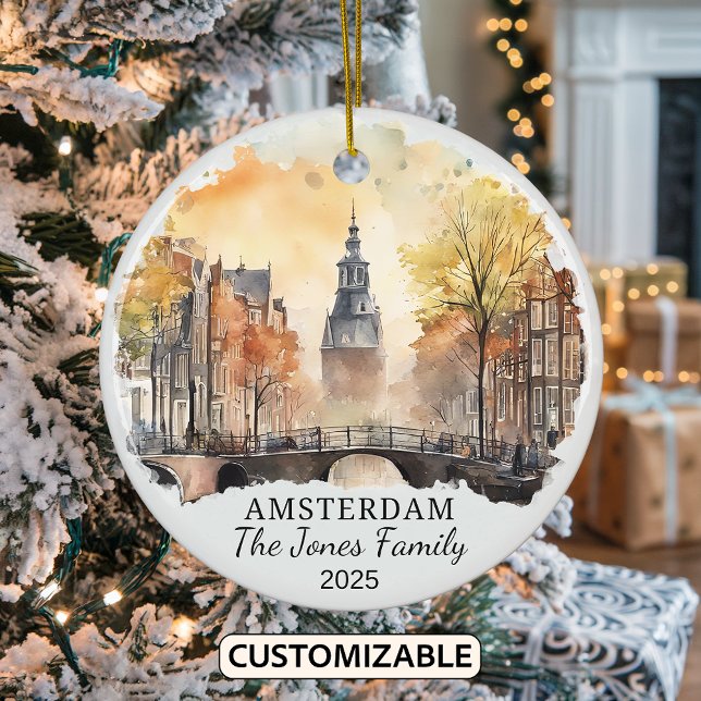 Personlig Amsterdam Ornament, Nederländerna Gift Julgransprydnad Keramik (Skapare uppladdad)
