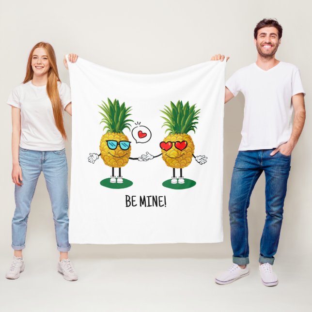 Personlig Ananas Emoji Kärlek par par Fleecefilt (På plats)