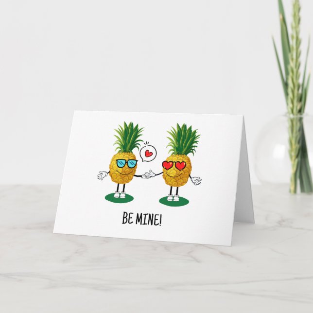 Personlig Ananas Emoji Kärlek par par Helgkort (Framsida)