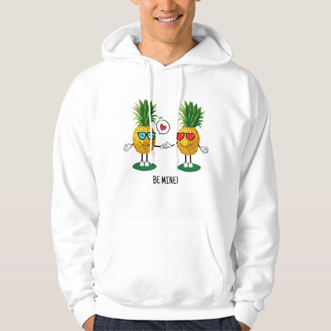 Personlig Ananas Emoji Kärlek par par Hoodie (Framsida)