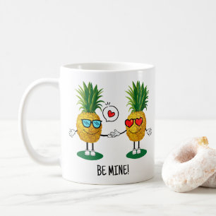 Personlig Ananas Emoji Kärlek par par Kaffemugg