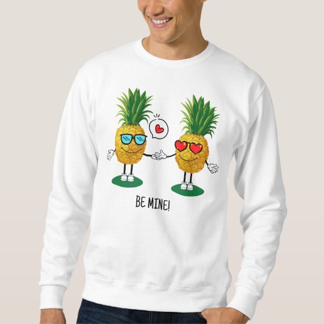 Personlig Ananas Emoji Kärlek par par Lång Ärmad Tröja (Framsida)