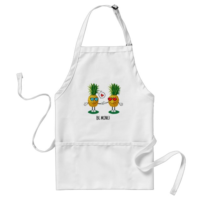 Personlig Ananas Emoji Kärlekspar Förkläde (Framsidan)