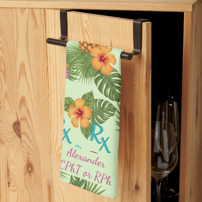 Personlig Ananas och Hibiscus Pharmacy Kökshandduk (Thirds Fold)