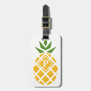 Personlig Ananas   Redigerbar vit bakgrund Bagagebricka