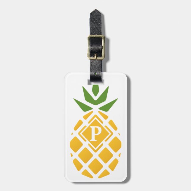 Personlig Ananas | Redigerbar vit bakgrund Bagagebricka (Vertikal Framsida)