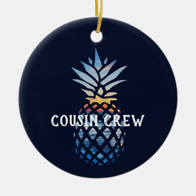 Personlig Ananas Tropisk Solnedgång  Julgransprydnad Keramik (Framsidan)