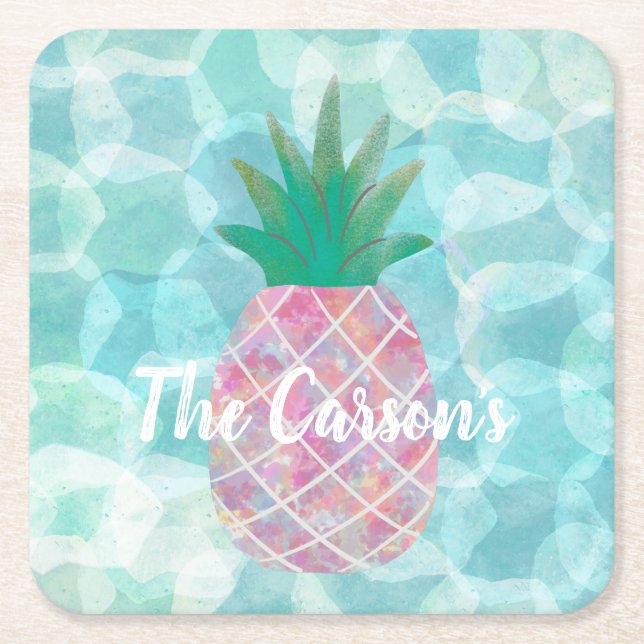 Personlig Ananassle Pub Drink Coasters Underlägg Papper Kvadrat (Framsidan)
