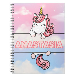 Personlig Anastasia Unicorn Flickaktigt Notebook Anteckningsbok